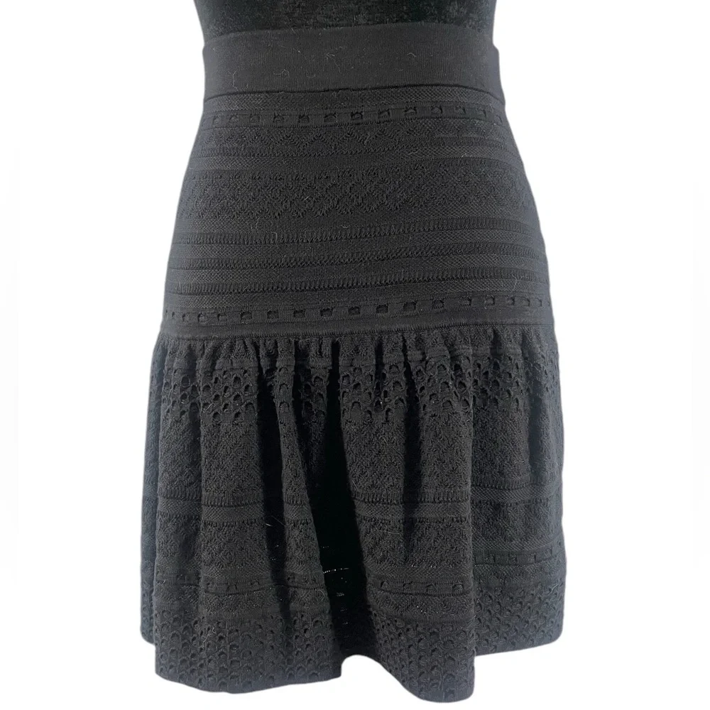 BCBG Black Embroidered Black Mini Skirt, Small - Picture 6 of 6